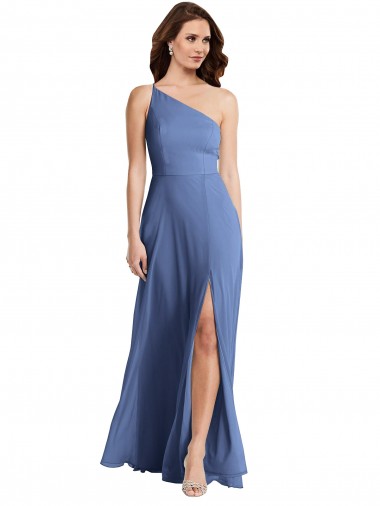 Shop One Shoulder Full Length Maxi Formal Bridesmaid Dress with Flirty Slit Geelong