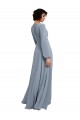 Shop Wrap Style Long Sleeves Chiffon Bridesmaid Dress with Pleated Bodice Geelong
