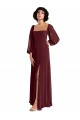 Shop Sheer Long Sleeves Chiffon Bridesmaid Dress with High Slit Geelong