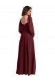 Shop Sheer Long Sleeves Chiffon Bridesmaid Dress with High Slit Geelong