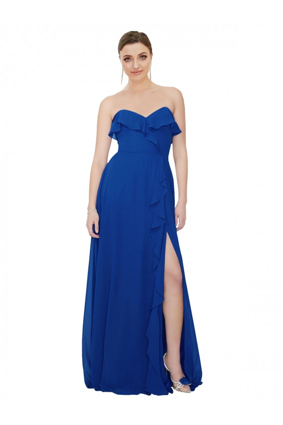 Shop Ruffled Chiffon Strapless Bridesmaid Dress Geelong