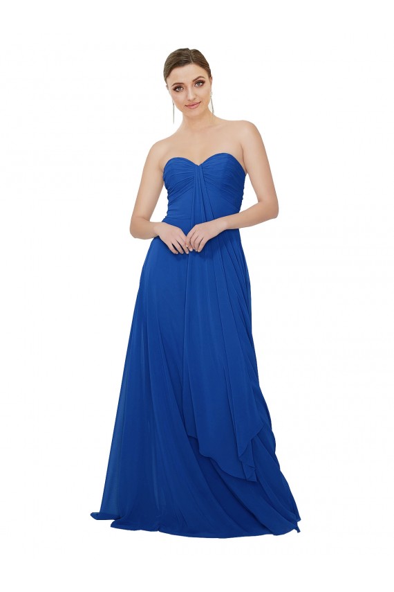 Strapless Sweetheart Draped Chiffon Bridesmaid Dress Geelong