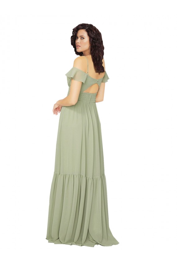 Ruched Keyhole Back Boho Chiffon Bridesmaid Dress Geelong