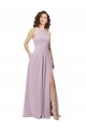 High-Halter Chiffon Bridesmaid Dress with Keyhole Cowl Back Geelong