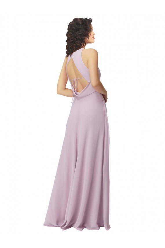 High-Halter Chiffon Bridesmaid Dress with Keyhole Cowl Back Geelong