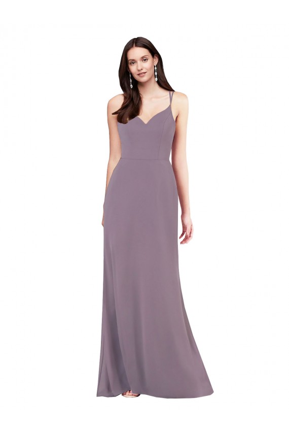 Simple Floor-Length Chiffon Formal Bridesmaid Dress with Criss-Cross Back Geelong
