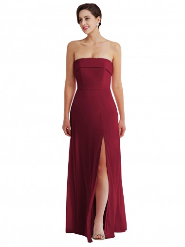 Cuffed Strapless Maxi Formal Bridesmaid Dress with Front Slit Geelong