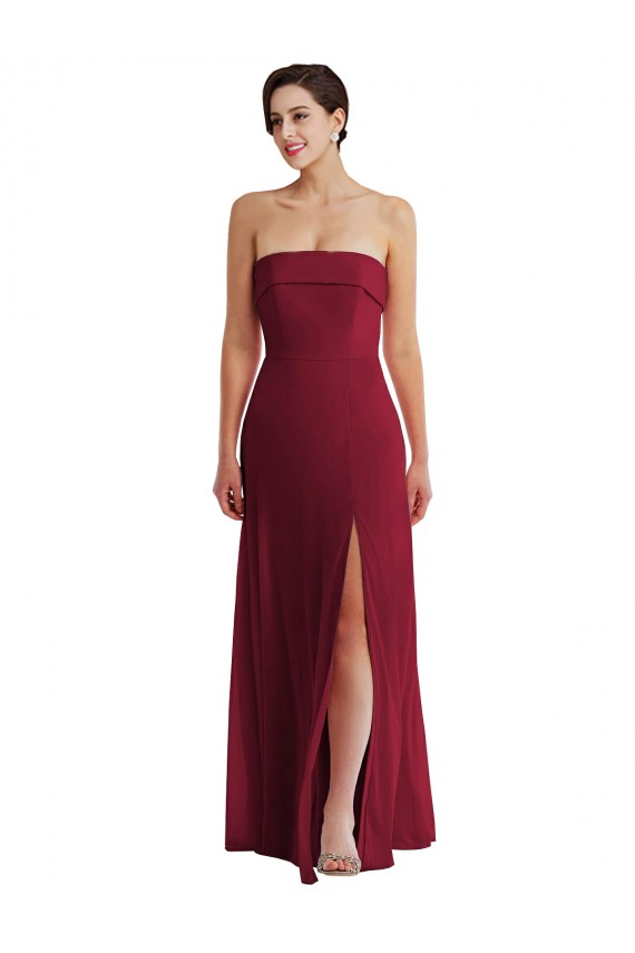 Cuffed Strapless Maxi Formal Bridesmaid Dress with Front Slit Geelong