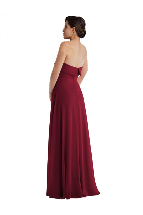 Cuffed Strapless Maxi Formal Bridesmaid Dress with Front Slit Geelong