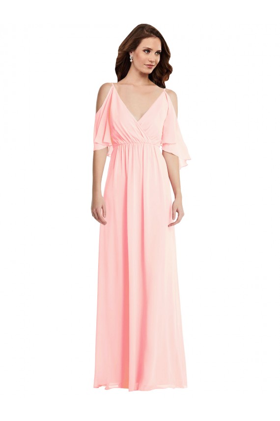 Cold Shoulder Draped Wrap Maxi Bridesmaid Dress Geelong