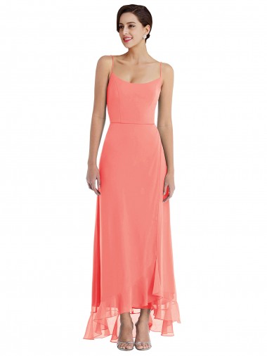 Shop Scoop Neck Ruffle Trimmed High Low Maxi Bridesmaid Dress Geelong