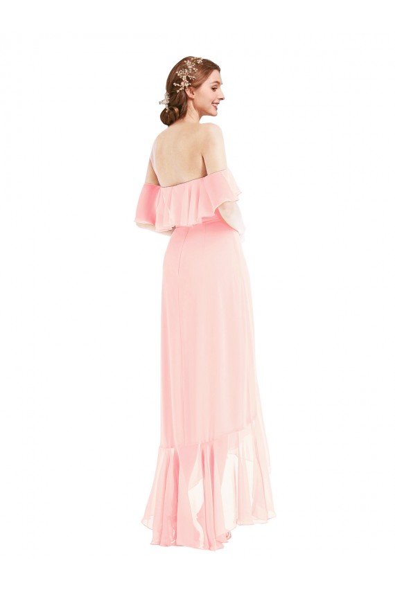 Shop Off the Shoulder Ruffled High Low Maxi Bridesmaid Dress Geelong