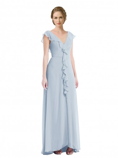 Shop Ruffle Trimmed V Back Chiffon Maxi Bridesmaid Dress Geelong