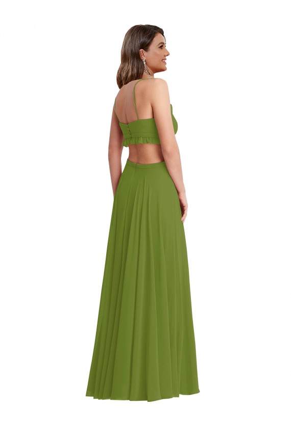 Ruffled Chiffon Cutout Maxi Bridesmaid Dress Geelong