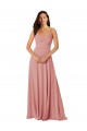 Twist-Knot V-Neck Long Chiffon Bridesmaid Dress Geelong