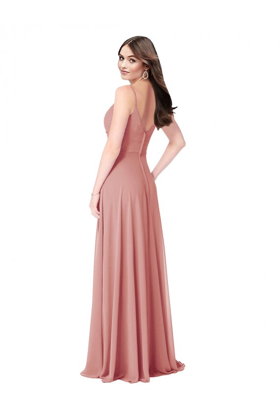 Twist-Knot V-Neck Long Chiffon Bridesmaid Dress Geelong