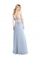 Halter Neck Long Chiffon Bridesmaid Dress with Strappy Back and Daring Side Slit Geelong