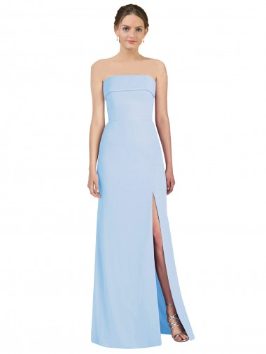 Shop Strapless Trumpet Chiffon Formal Bridesmaid Dress with Thigh high Slit Geelong