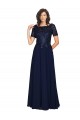 Shop Short Sleeves A-Line Long Chiffon Bridesmaid Dress / Prom Dress with Beaded Bodice Geelong