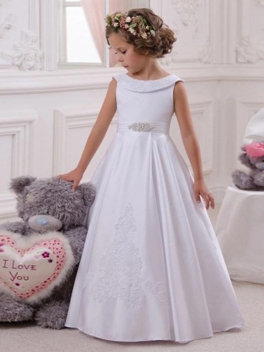 Shop Ivory Ball Gown Bateau Floor Length Flower Girl Dress Geelong