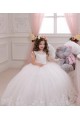 Ivory Ball Gown Bateau Neck Chapel Train Sleeveless Flower Girl Dress Geelong