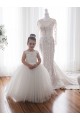 Ivory Ball Gown Chapel Train Sleeveless Flower Girl Dress Geelong