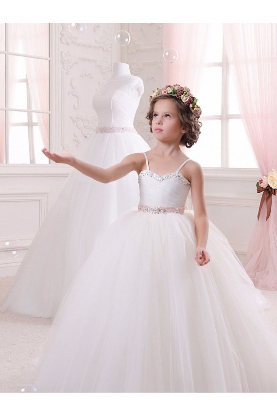 Ivory Ball Gown Sweetheart Chapel Train Sleeveless Flower Girl Dress Geelong