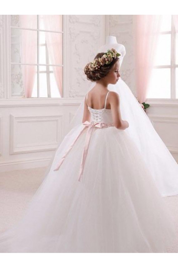 Ivory Ball Gown Sweetheart Chapel Train Sleeveless Flower Girl Dress Geelong