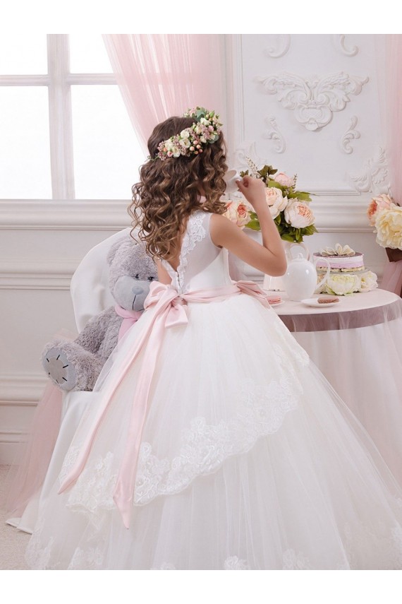 Ivory Ball Gown Sweetheart V-Back Sleeveless Flower Girl Dress Geelong