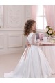 Ivory Ball Gown V-Neck Chapel Train Long Sleeve Flower Girl Dress Geelong
