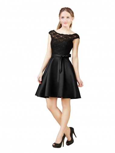 Shop Lace and Satin Cocktail Bridesmaid Dress with V-Back Geelong