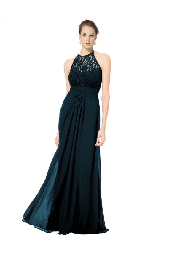 Shop Lace Halter Bodice Long Chiffon Bridesmaid Dress Geelong