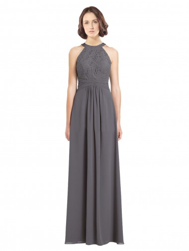 Shop Long Chiffon Bridesmaid Dress with Corded Lace Bodice Geelong