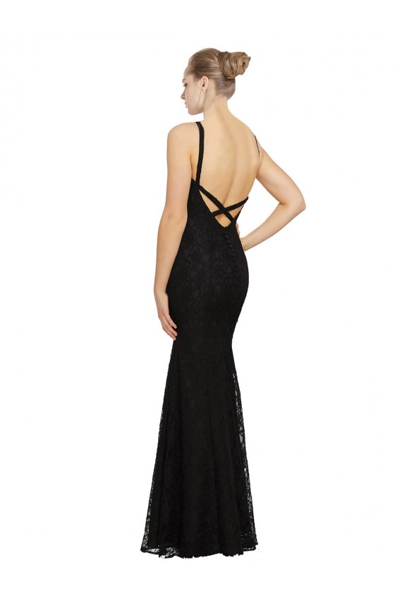 Shop Fitted Lace Bridesmaids Dress with Jewel Neckline and Open Back Geelong