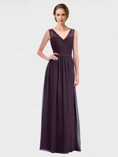 Shop V-Neck Bridesmaid Dress with Corded Lace Bodice Geelong