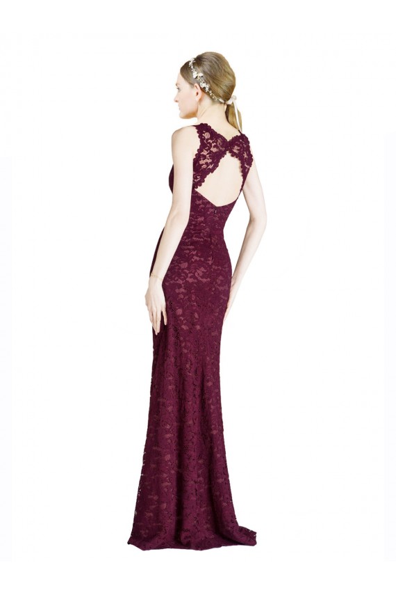 Shop Long Lace Bridesmaid Dress / Prom Dress with Peekaboo Bodice and Keyhole Back Geelong