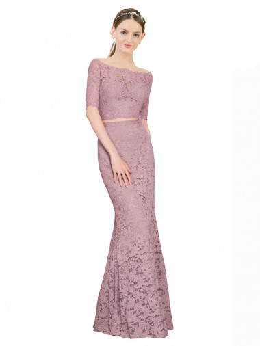 Shop Short Sleeves Crop Top Mermaid Lace Bridesmaid Dress / Prom Dress Geelong