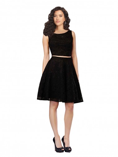 Shop Two Piece Short Lace Cocktail Bridesmaid Dress with Jewel Neckline Geelong