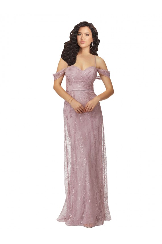 Sweetheart Chantilly Lace Bridesmaid Dress with Off the Shoulder Sleeves Geelong