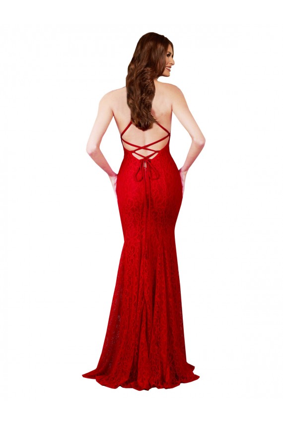 Shop Low Back V-Neckline Floor Length Formal Lace Bridesmaid Dress / Prom Dress Geelong