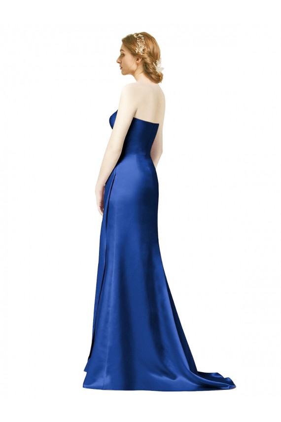 Shop Faux Wrap A-Line Long Satin Bridesmaid Dress with Draped Bodice Geelong
