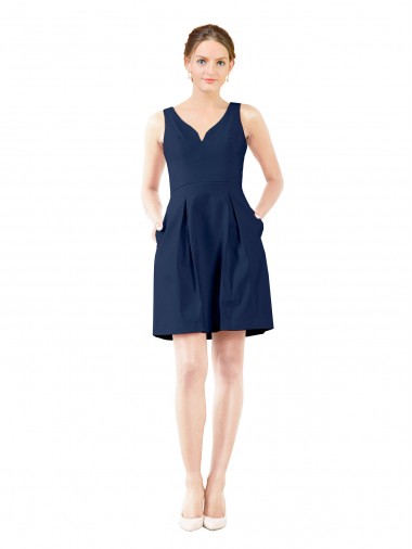 Shop V-Neck A-Line Satin Cocktail Bridesmaid Dress with Pockets Geelong