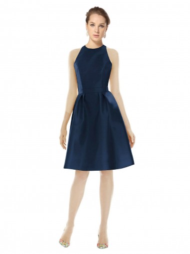 Shop Short Halter Cocktail Length Luxe Satin Cocktail Bridesmaid Dress Geelong