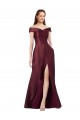 Long Off the Shoulder Formal Satin Bridesmaid Dress / Prom Dress with Thigh-high Slit Geelong