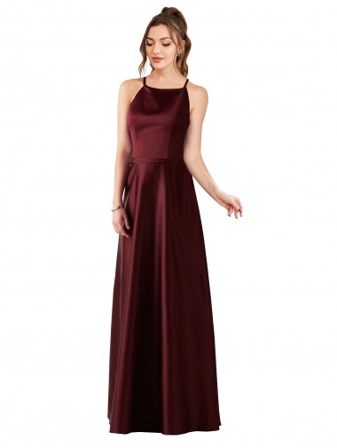 Shop Sleek Satin Bridesmaids Dress with Pockets Geelong