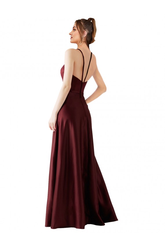 Shop Sleek Satin Bridesmaids Dress with Pockets Geelong