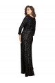 Deep V-Neckline Full Back Long Sleeves Sparkling Formal Sequin Bridesmaid Dress / Prom Dress with High Slit Geelong