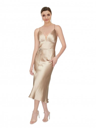 Shop Empire Waist Formal Silky Satin Cocktail Midi Bridesmaid Dress / Prom Dress Geelong