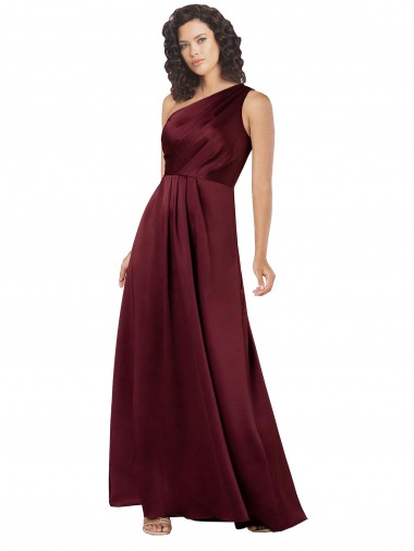 Shop One Shoulder Formal Silky Satin Bridesmaid Dress / Prom Dress with Subtle Pleats Geelong