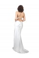 Shop Simple Sweep Train Low Back Tie Cowl Neck Long Silky Satin Beach Wedding Dress Geelong